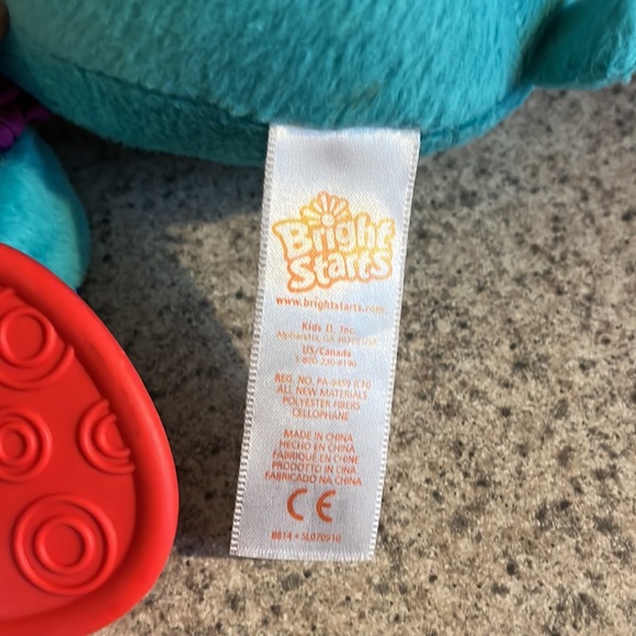 Bright Starts Plush Blue Elephant with Attached Toys Crinkles Rattles - Picture 7 of 9